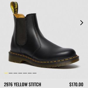 DOC MARTINS 2976 YELLOW STITCH SMOOTH LEATHER CHELSEA BOOTS- SIZE 8 WOMENS